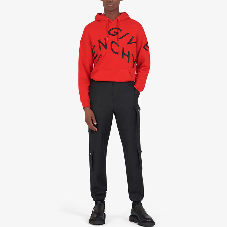 GIVENCHY Red Embroidered Logo Velvet Hoodie. BMJ07G30AF-606 圖 5