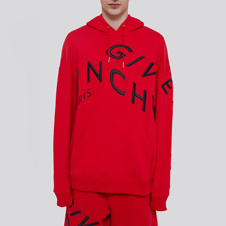 GIVENCHY Red Embroidered Logo Velvet Hoodie. BMJ07G30AF-606 圖 9