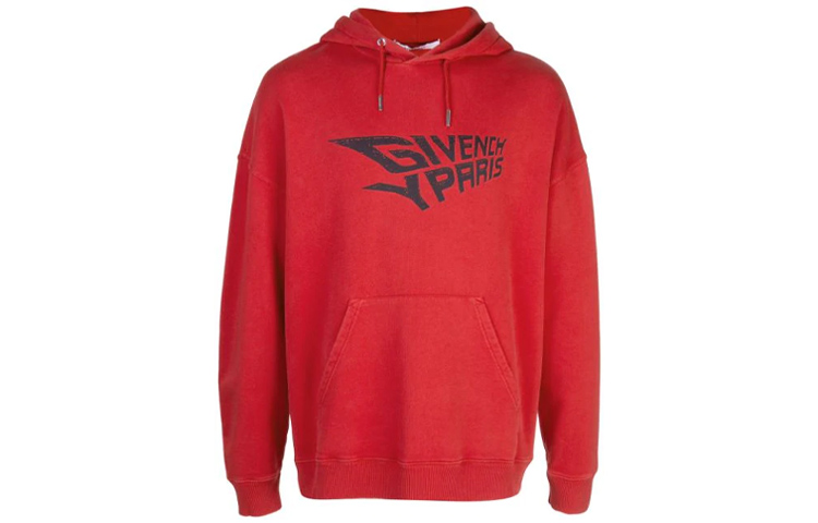 Givenchy Red Graphic Print Hoodie BMJ02Y30AF-600
