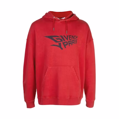 Givenchy Red Graphic Print Hoodie BMJ02Y30AF-600