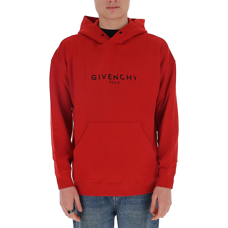 Shop Givenchy Red Hoodie with Letter Print BM700R30AF-620