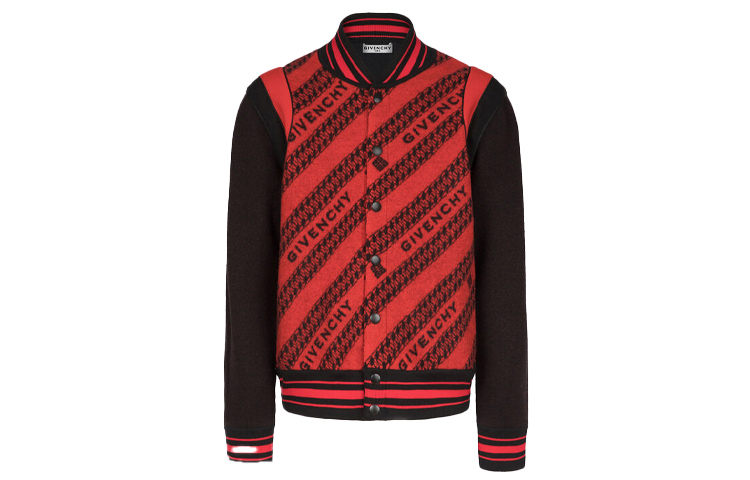 Givenchy Red Jacquard Chain Pilot Jacket for Men BM00MN40BG-606