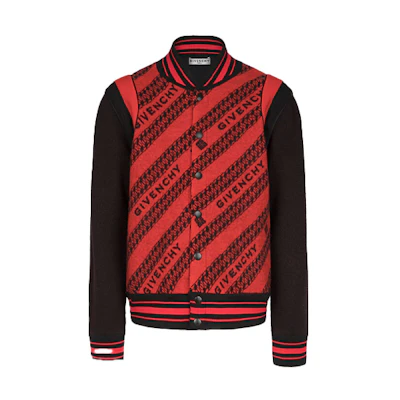 Givenchy Red Jacquard Chain Pilot Jacket for Men BM00MN40BG-606