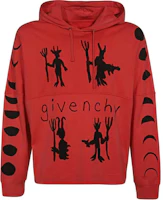 Givenchy Red Slim-Fit Hoodie with Letter Graphic Print BM71C53Y6B-600 Givenchy Red Slim-Fit Hoodie with Letter Graphic Print BM71C53Y6B-600