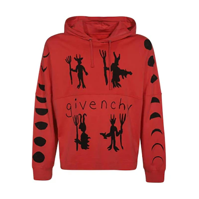 Givenchy Red Slim-Fit Hoodie with Letter Graphic Print BM71C53Y6B-600