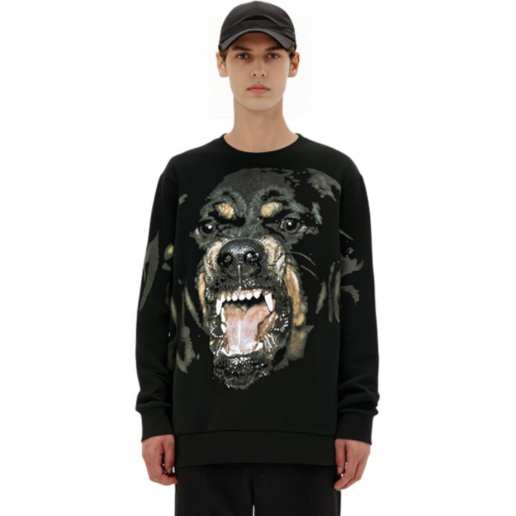 Shop 紀梵希黑色羅威納犬印花男士衛衣 BM705J3Y1N-001