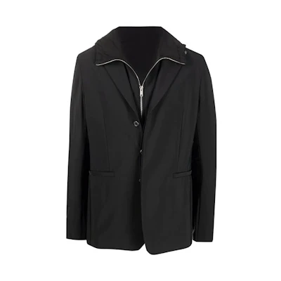 Givenchy Single-Breasted Layered Blazer Jacket - Black BM30AU13SA-001