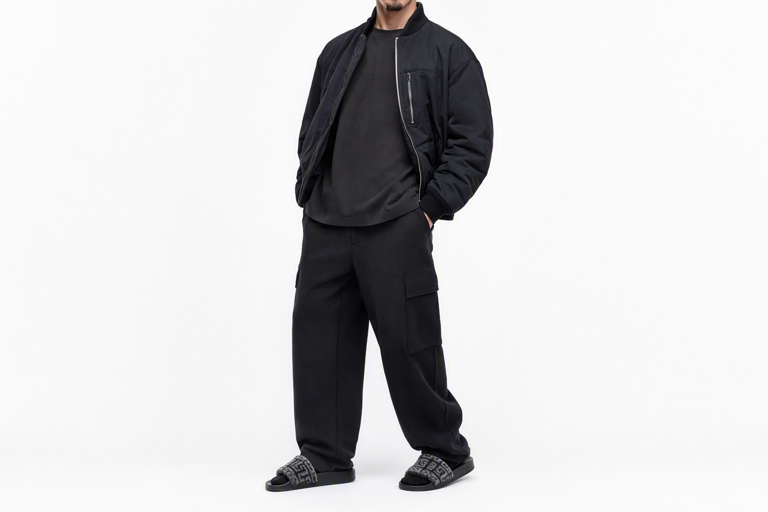 Order Givenchy 黑色毛絨 '4G' 拖鞋 BE3004E17K-001