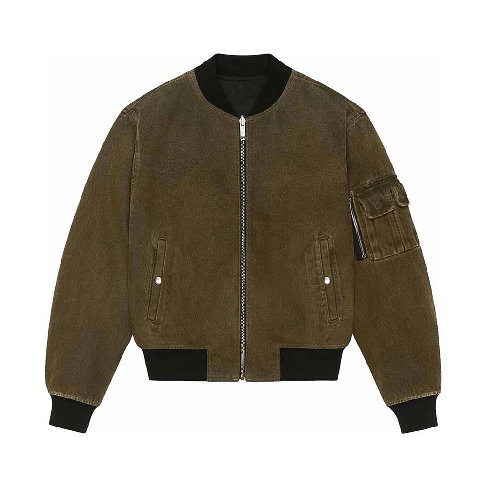 Givenchy Slim Fit Khaki Double-Sided Flight Jacket with Zip Pockets BM013B5Y6S-016