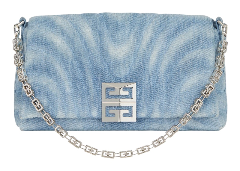 Givenchy Small 4G Soft Bag In Quilted Denim Medium Blue