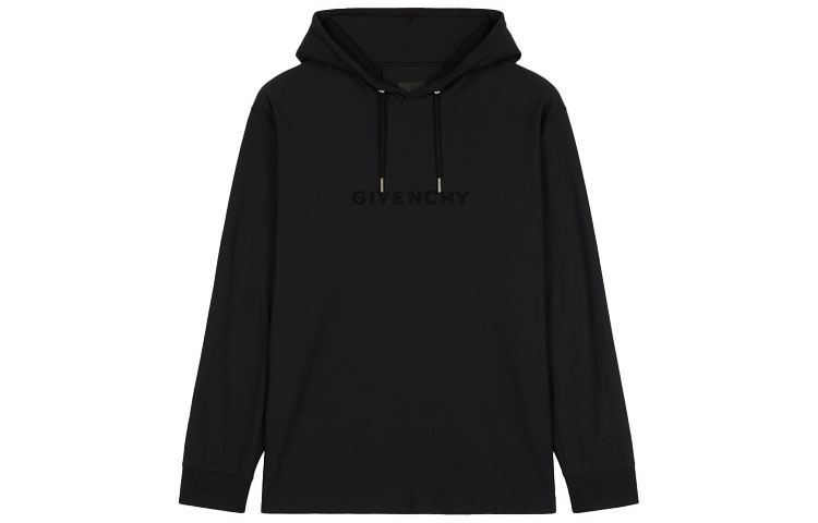 Givenchy Solid Black Long-Sleeve Hoodie for Men BM715N3Y6M-001