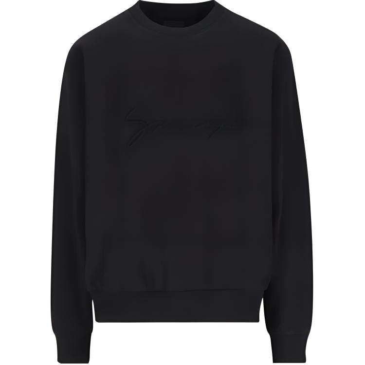 Givenchy Solid Color Crewneck Logo Embroidered Long Sleeve Sweatshirt Black BMJ0LC3YP1-001