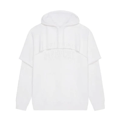 Givenchy Solid Color Drawstring Hoodie Long Sleeve White BMJ0KV3YEA-100