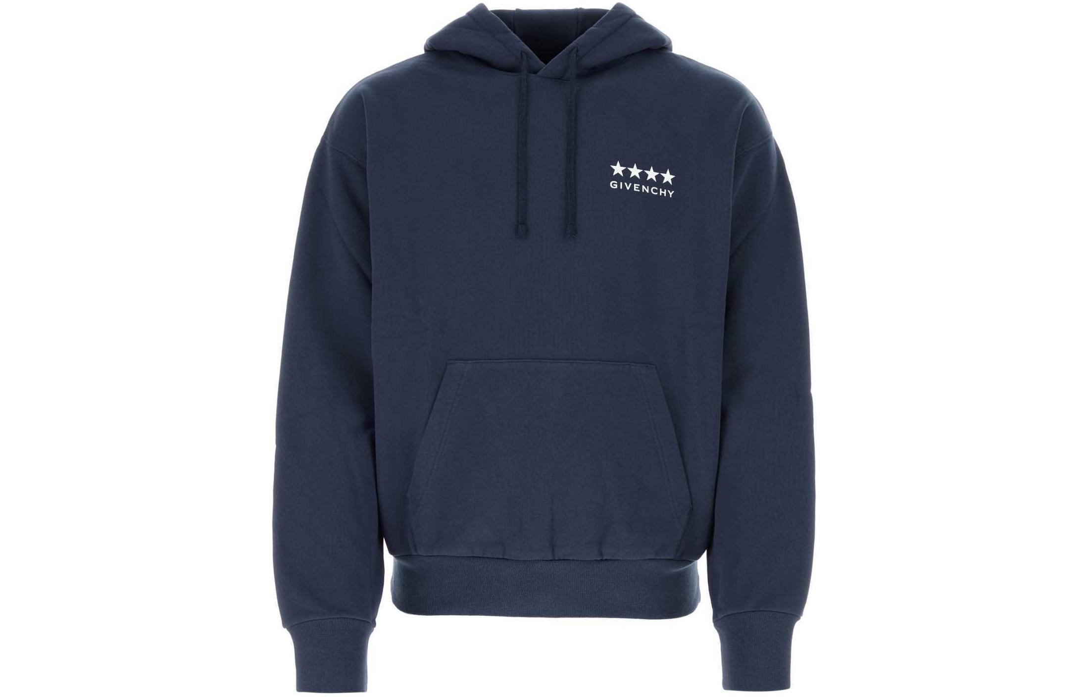 Givenchy Solid Color Hoodie Blue BMJ0LA3YJ5-402