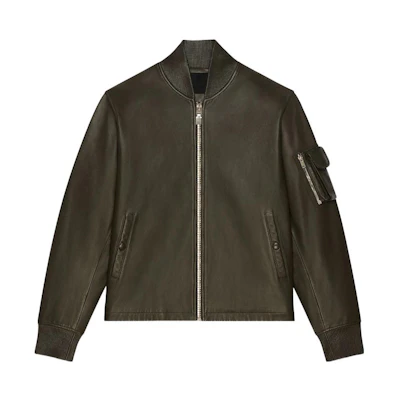 Givenchy Solid Color Pocket Zipper Long Sleeve Jacket Men Deep Khaki BM00YT6003-313