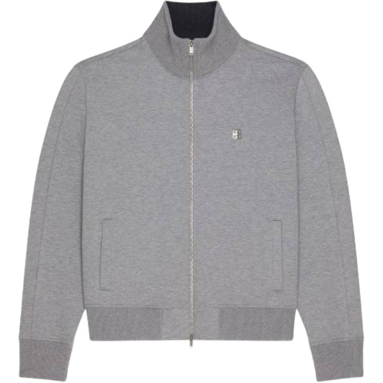 Givenchy Solid Color Stand Collar Zip-Up Jacket Gray BMJ0MP3YMC-050