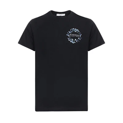 Givenchy Solid Color Wreath Logo T-Shirt Black BM70VC3002-001