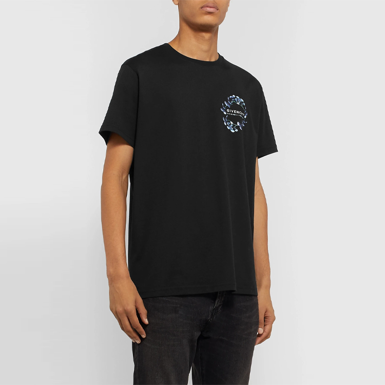 Purchase Givenchy 黑色純色花環 Logo 短袖T恤 BM70VC3002-001