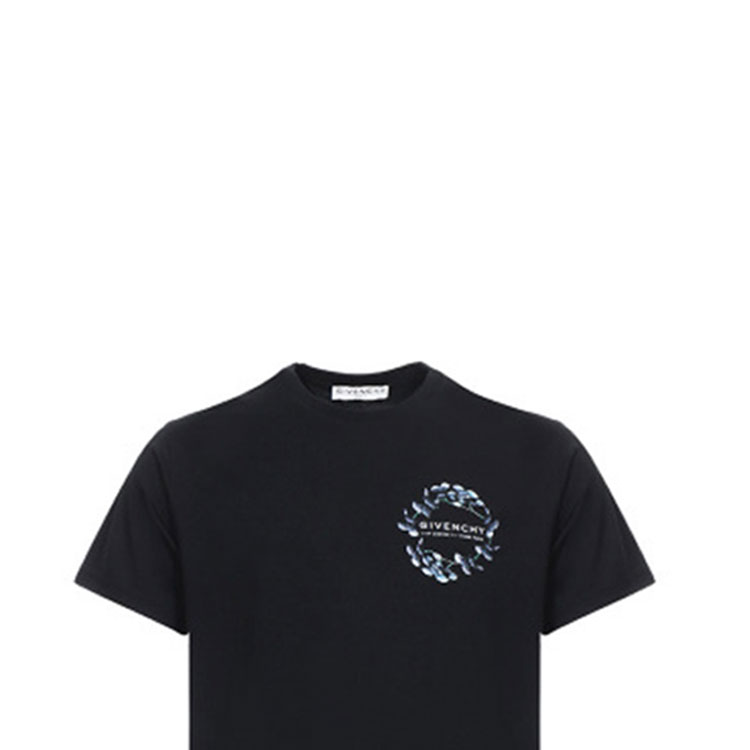 Sizing Givenchy 黑色純色花環 Logo 短袖T恤 BM70VC3002-001