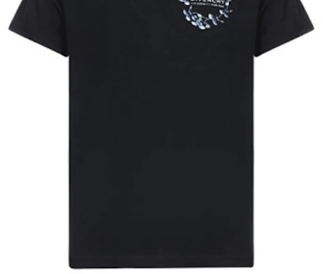 Givenchy 黑色純色花環 Logo 短袖T恤 BM70VC3002-001 1
