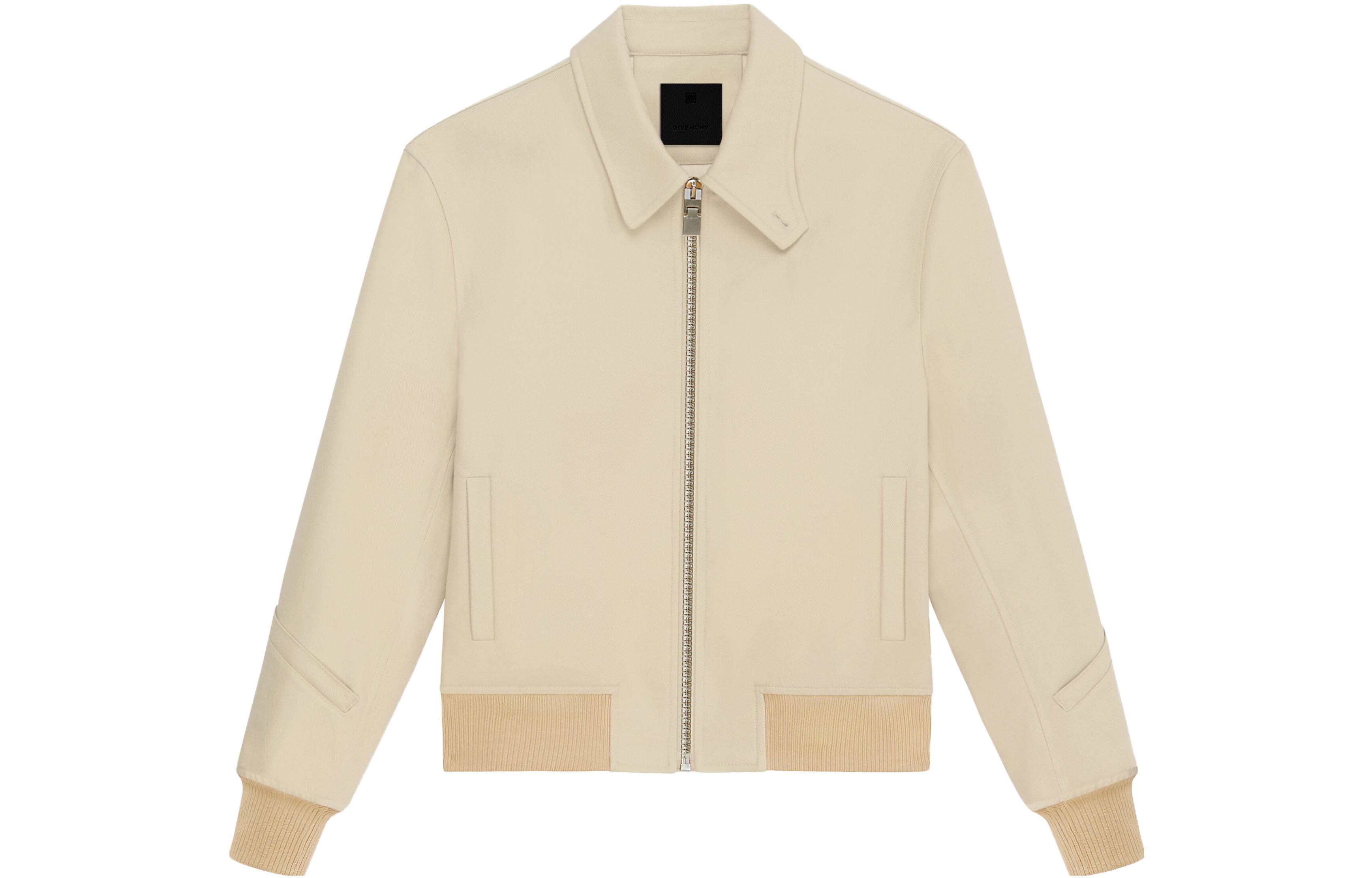 Givenchy Solid Color Zip-Up Long-Sleeve Jacket Light Beige BM00X214BU-270
