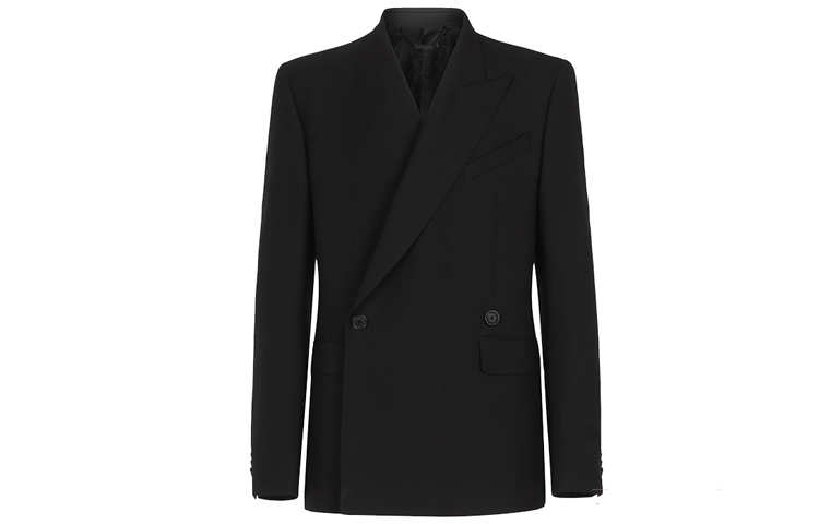 Givenchy Solid Double-Breasted Blazer Jacket Black BM307F1005-001