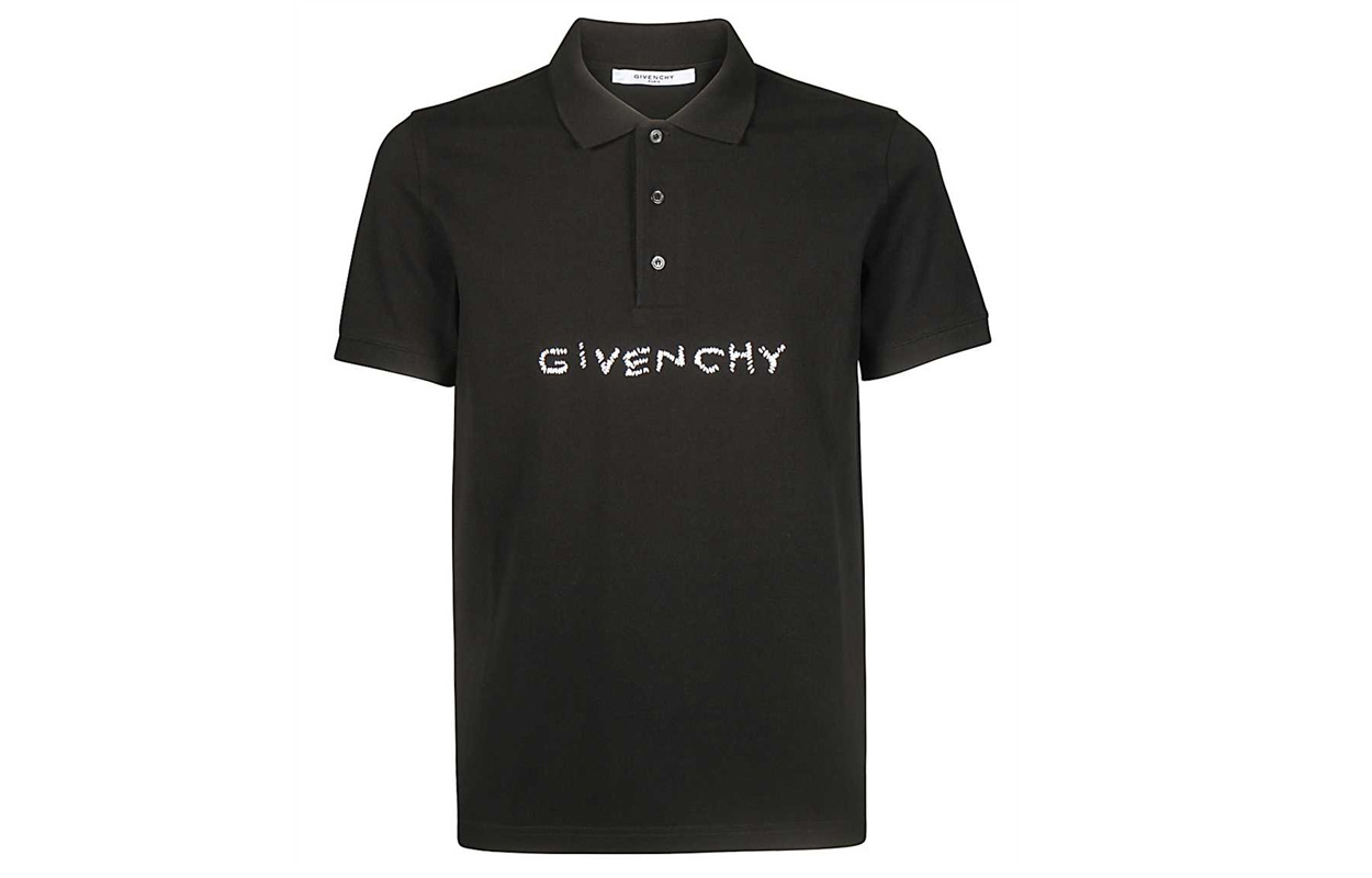 Givenchy Solid Logo Print Slim Fit Polo Shirt Black BM70R23004-001