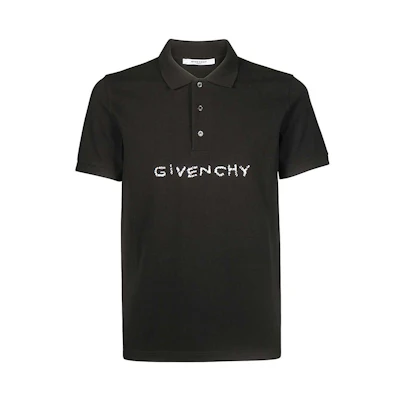 Givenchy Solid Logo Print Slim Fit Polo Shirt Black BM70R23004-001