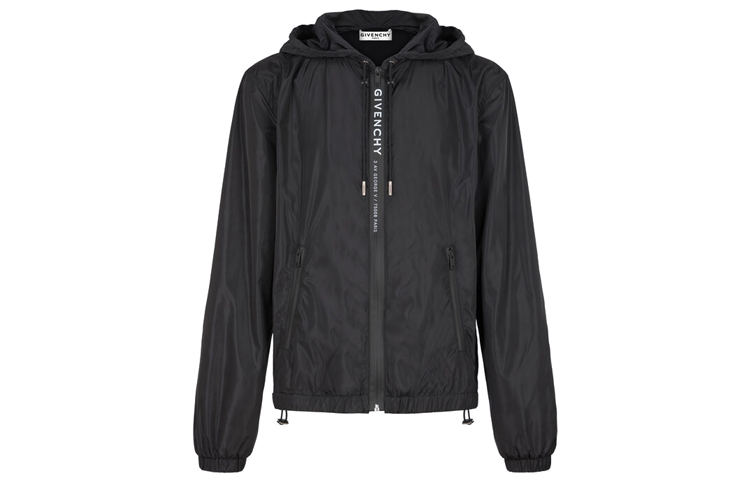 Givenchy Solid Satin Nylon Windbreaker Jacket Black BM00EZ109A-001
