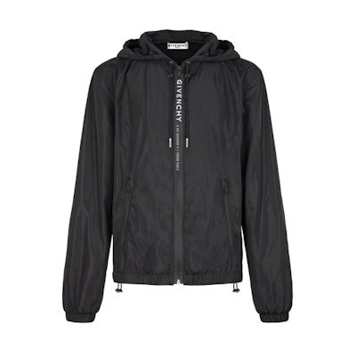 Givenchy Solid Satin Nylon Windbreaker Jacket Black BM00EZ109A-001