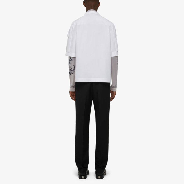 Shop Givenchy SS21 T-Shirt Lengan Panjang Beige Mesh Print BM713C3Y6C-250