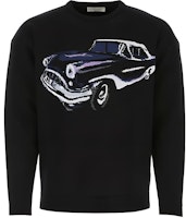GIVENCHY SS21 Black Crewneck Wool Sweater with Car Graphic Print BM90F94Y7J-001 GIVENCHY SS21 Black Crewneck Wool Sweater with Car Graphic Print BM90F94Y7J-001