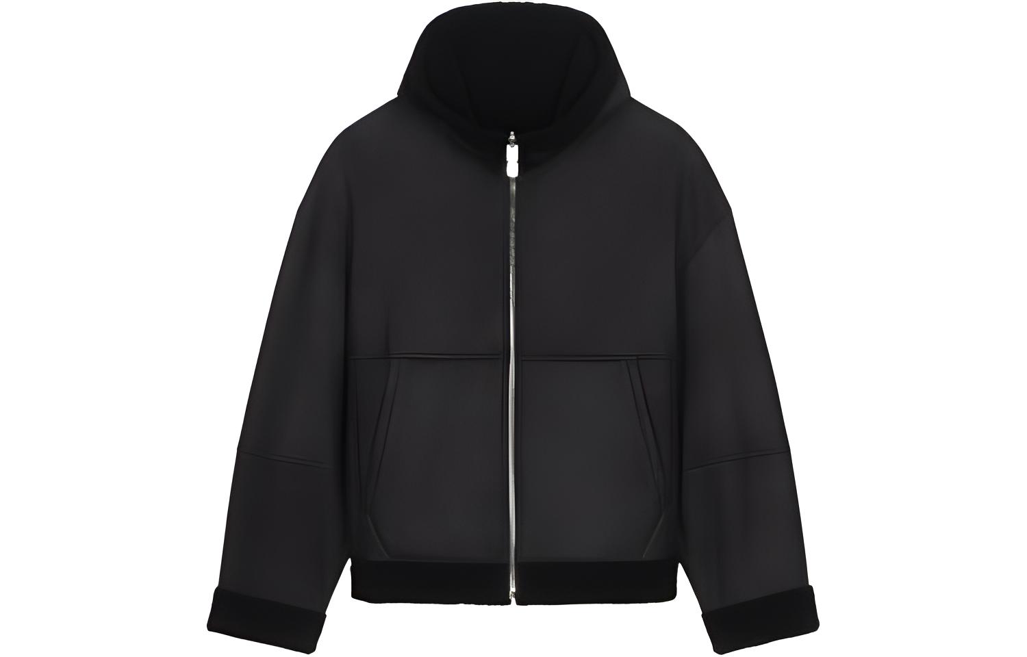 Givenchy SS21 Black Lambskin Reversible Zipped Hoodie Jacket BM00SU614U-001