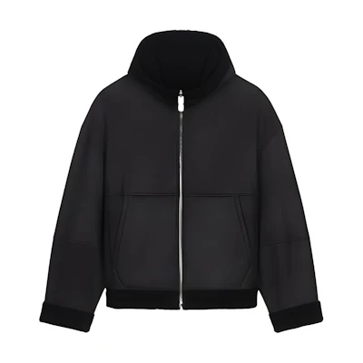 Givenchy SS21 Black Lambskin Reversible Zipped Hoodie Jacket BM00SU614U-001