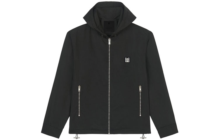 Givenchy SS21 Black Logo Patch Long Sleeve Hoodie Jacket BM00RP13EN-001