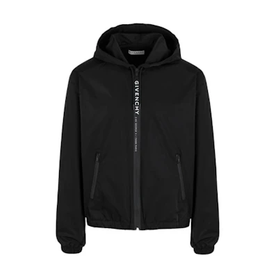 Givenchy SS21 Black Solid Color Hooded Jacket. BM00PF13EN-001