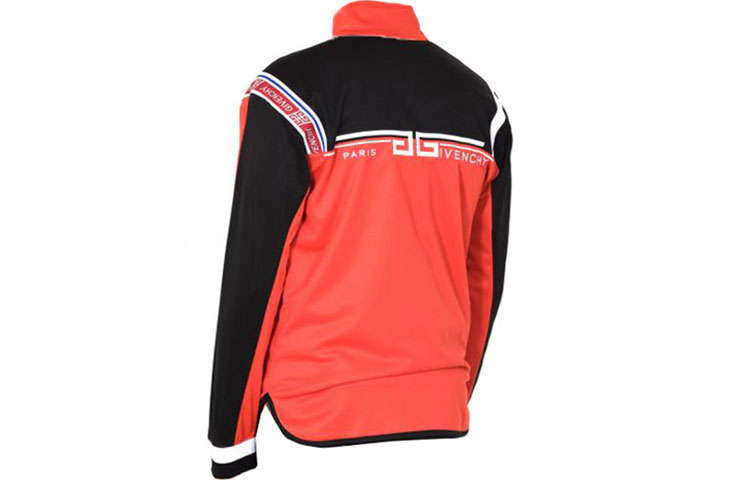 Lookbook Chaqueta Givenchy SS21 Colorblock con cremallera y cuello alto. BM70DQ300B-600