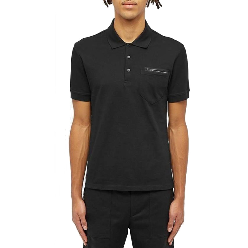 Shop Givenchy SS21 Kaos Polo Katun Logo Dada Hitam. BM70U73006-001