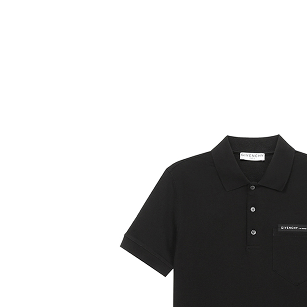 Details for Givenchy SS21 Kaos Polo Katun Logo Dada Hitam. BM70U73006-001