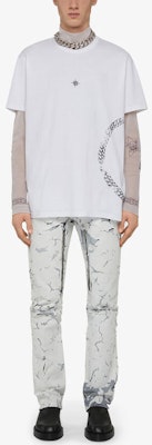 GIVENCHY SS21 Jeans Denim Putih dengan Desain Cat Retak dan Ritsleting. BM50SU50M6-100 Lookbook GIVENCHY SS21 Jeans Denim Putih dengan Desain Cat Retak dan Ritsleting. BM50SU50M6-100