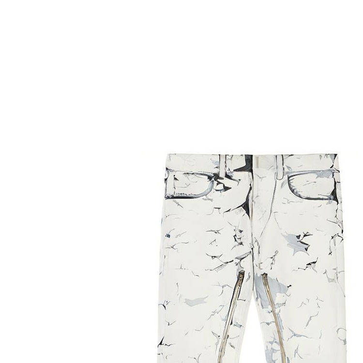 Details for GIVENCHY SS21 Jeans Denim Putih dengan Desain Cat Retak dan Ritsleting. BM50SU50M6-100