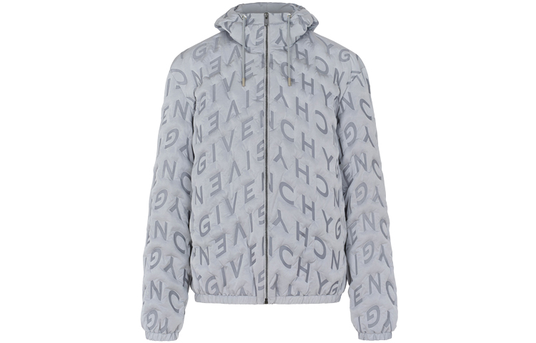 Givenchy SS21 Full Logo Zip Hoodie Jacket Gray BM00PE1Y9D-040