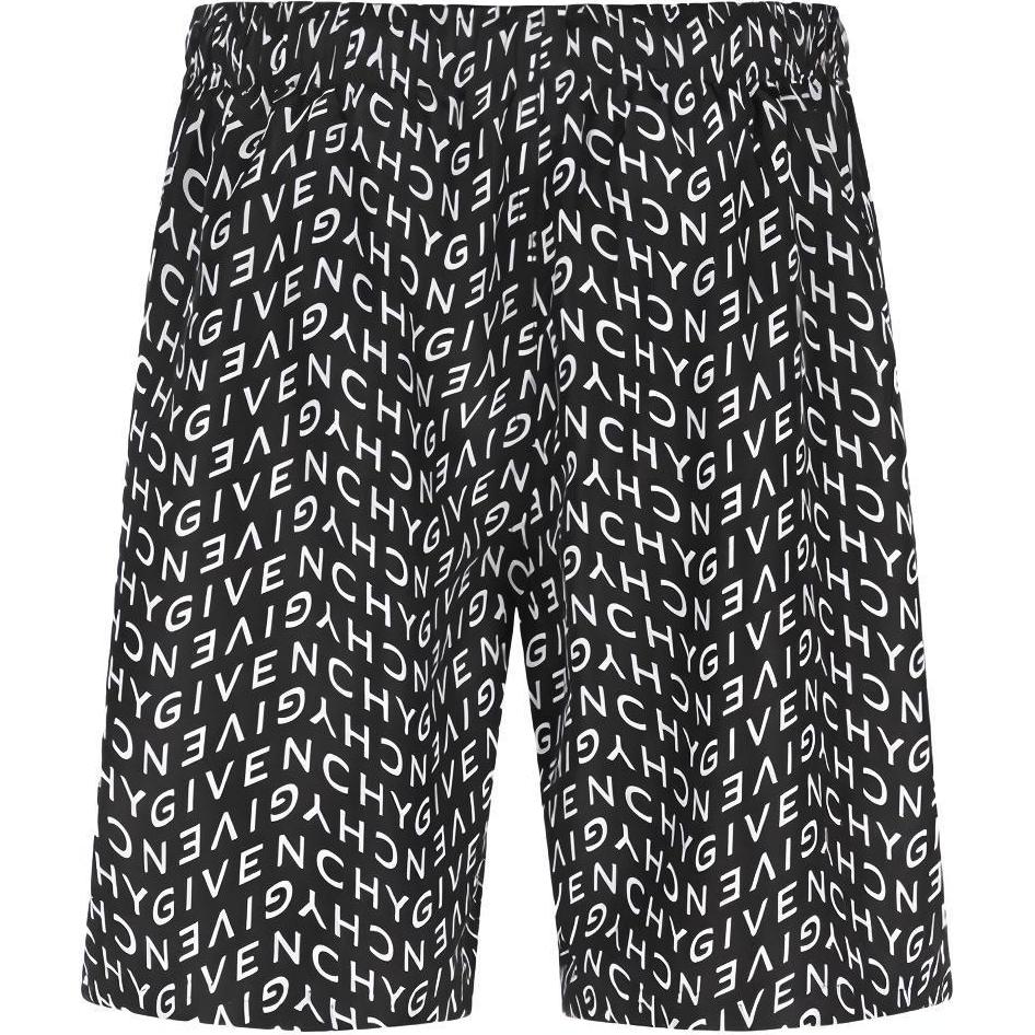 Givenchy SS21 Full Reflective Logo Mid-Length Swim Shorts Men Black. BMA00J1Y9A-004