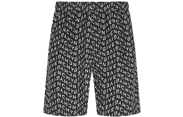 Lookbook 纪梵希SS21全反光Logo中长款泳裤男士黑色. BMA00J1Y9A-004