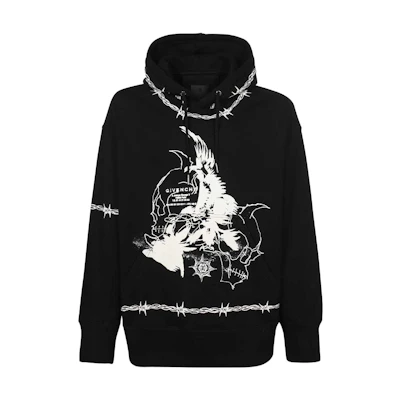 GIVENCHY SS21 Gothic Logo Fleece Hoodie Black BMJ0C63Y69-001
