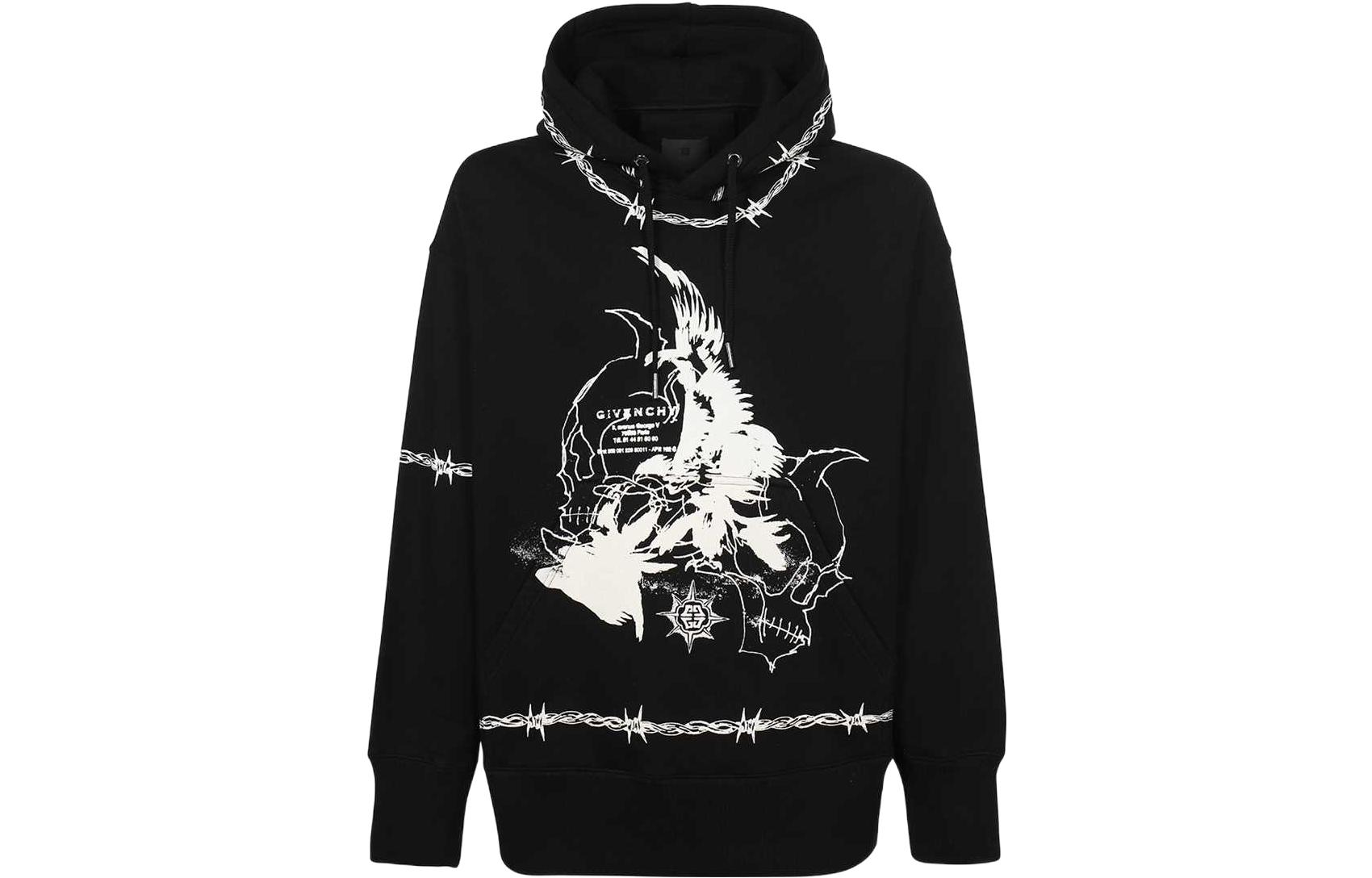 Order GIVENCHY SS21 Gothic Logo Fleece Hoodie Black BMJ0C63Y69-001