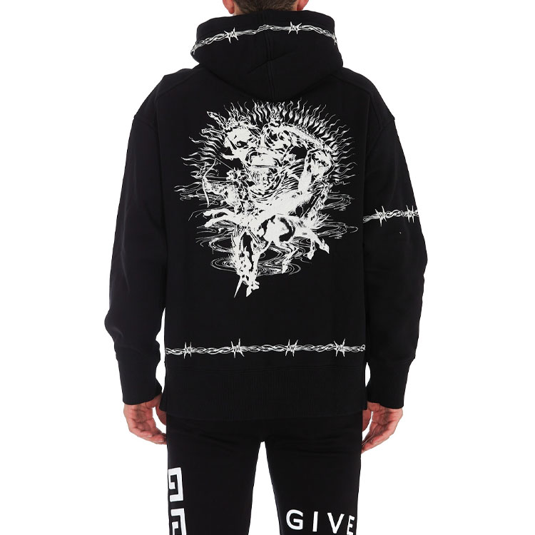 Purchase GIVENCHY SS21 Gothic Logo Fleece Hoodie Black BMJ0C63Y69-001