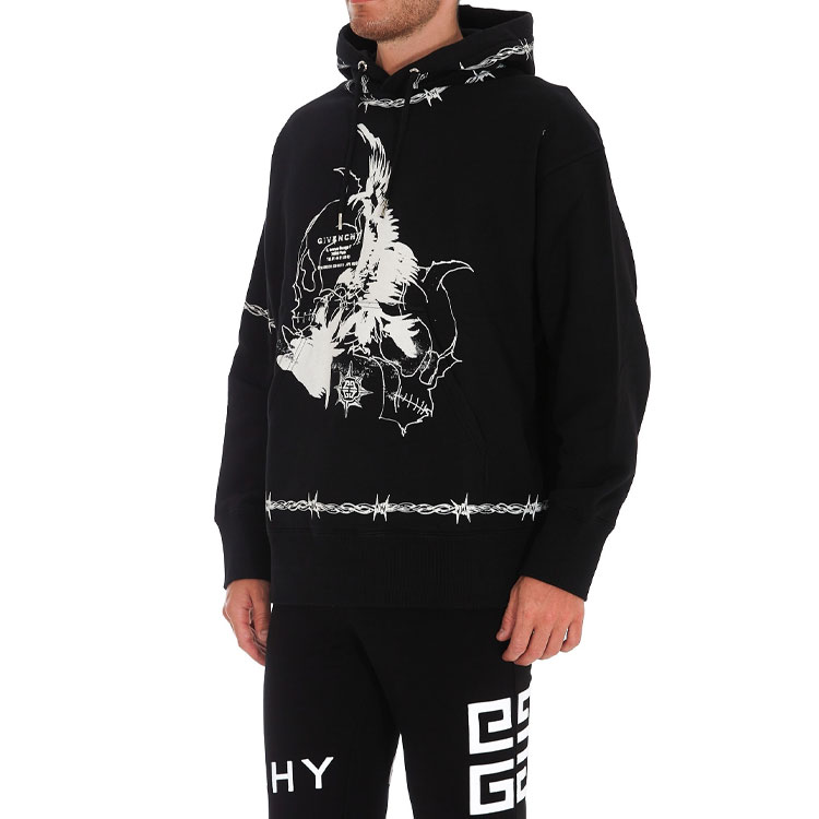 Details for GIVENCHY SS21 Gothic Logo Fleece Hoodie Black BMJ0C63Y69-001