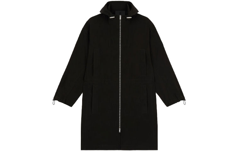 Givenchy SS21 Lightweight Stretch Nylon Hooded Parka Jacket Black . BM00RH13SX-001