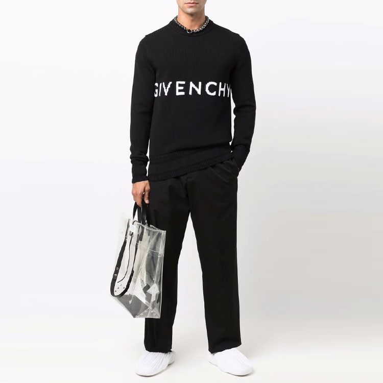 Shop Givenchy SS21 Logo Knit Crewneck Sweater Hitam. BM90G9401M-001
